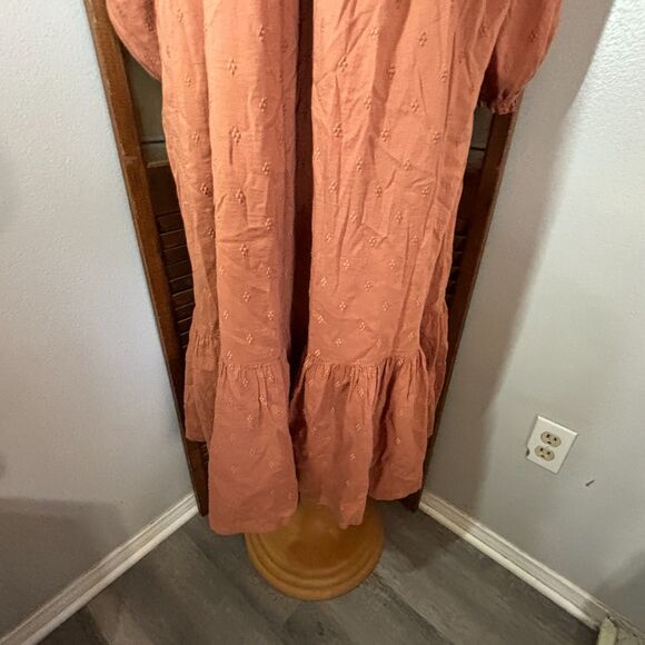 Old Navy Fit & Flare Midi Dress Smocked Clip-Dot Warm Hickory Plus Size XXL - Picture 10 of 15